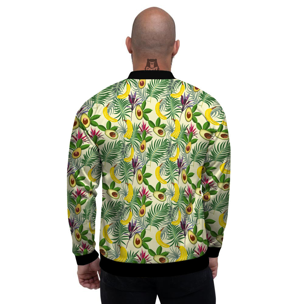 Avocado Banana Leaf Print Pattern Men's Bomber Jacket-grizzshop