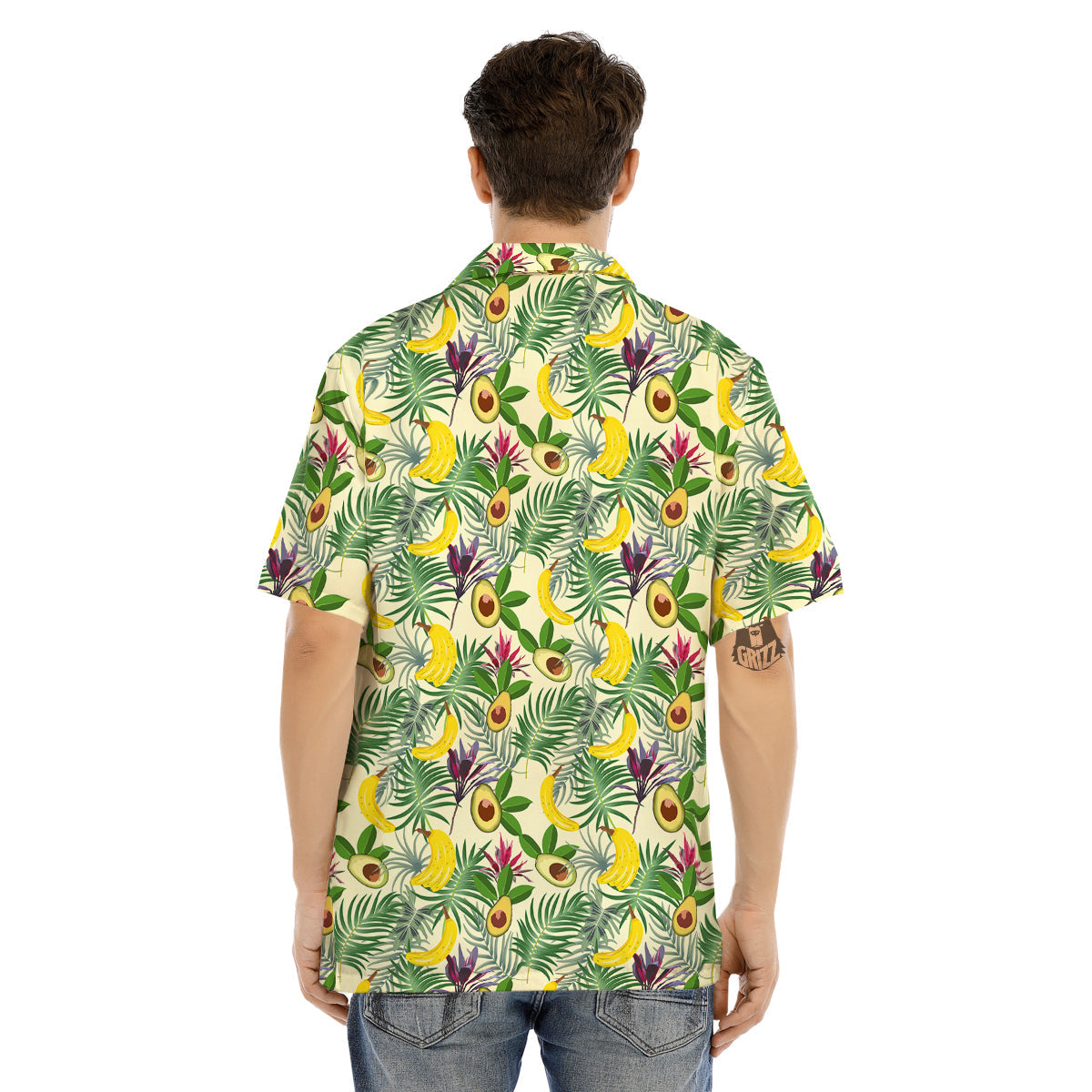 Avocado Banana Leaf Print Pattern Men's Hawaiian Shirt-grizzshop