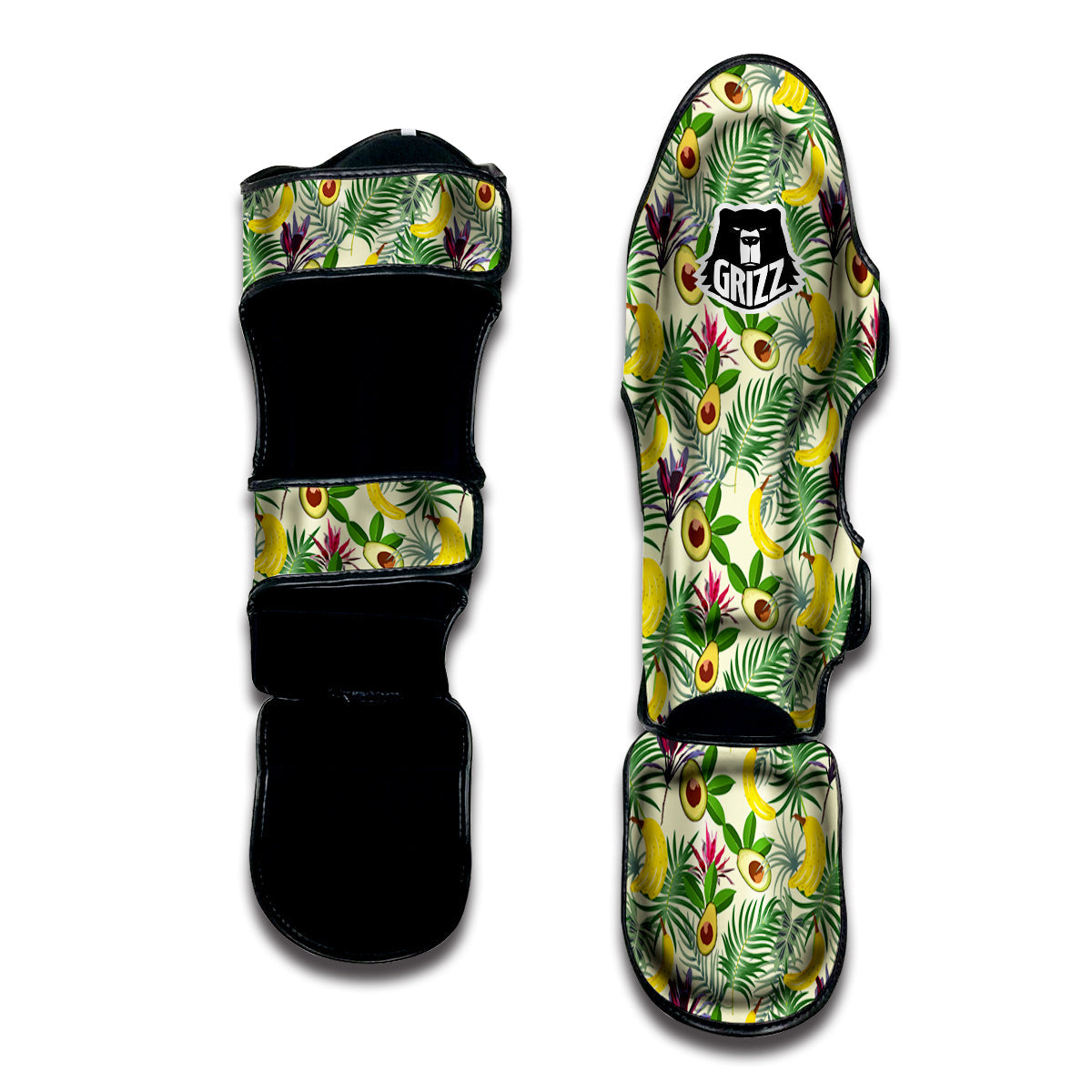 Avocado Banana Leaf Print Pattern Muay Thai Shin Guards-grizzshop