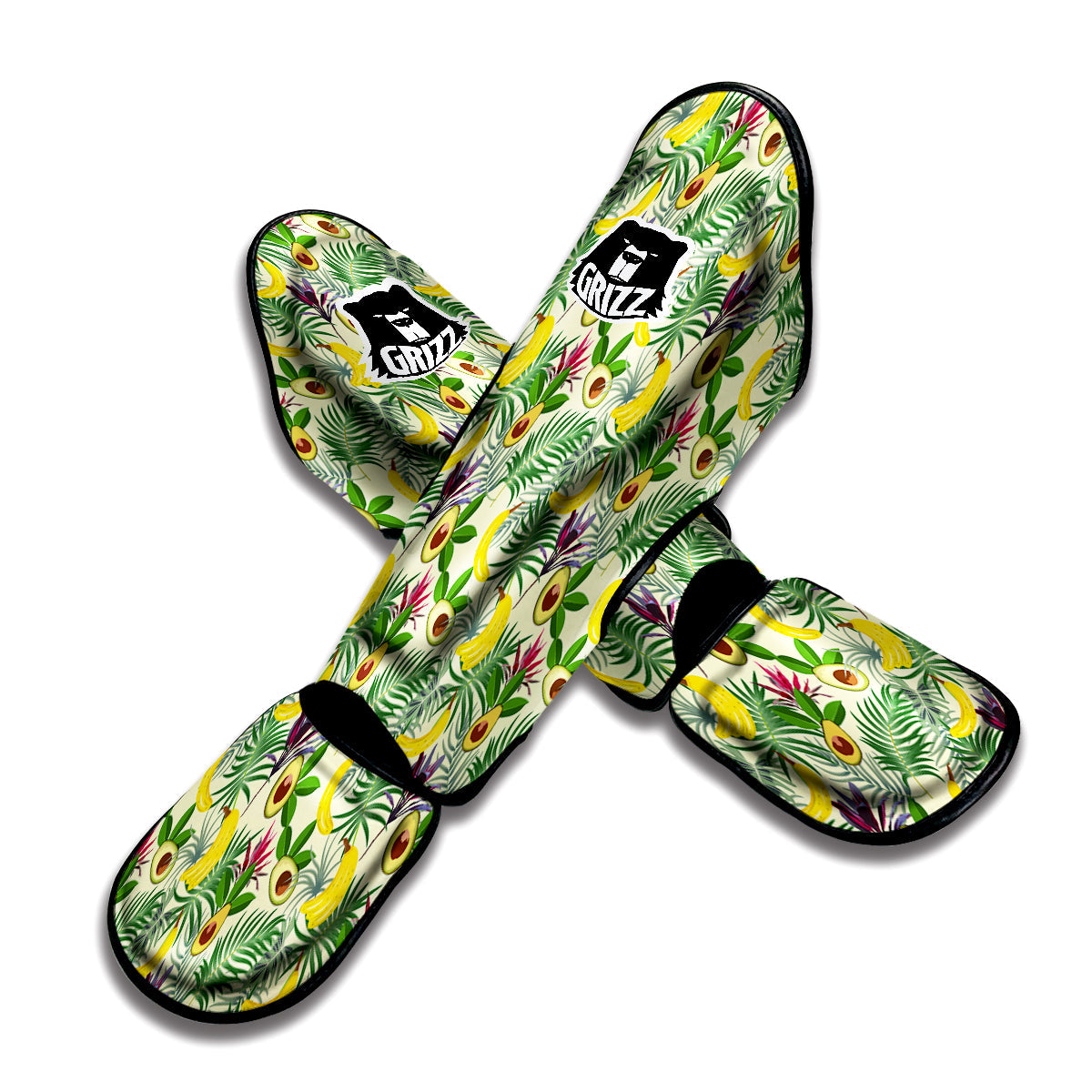 Avocado Banana Leaf Print Pattern Muay Thai Shin Guards-grizzshop