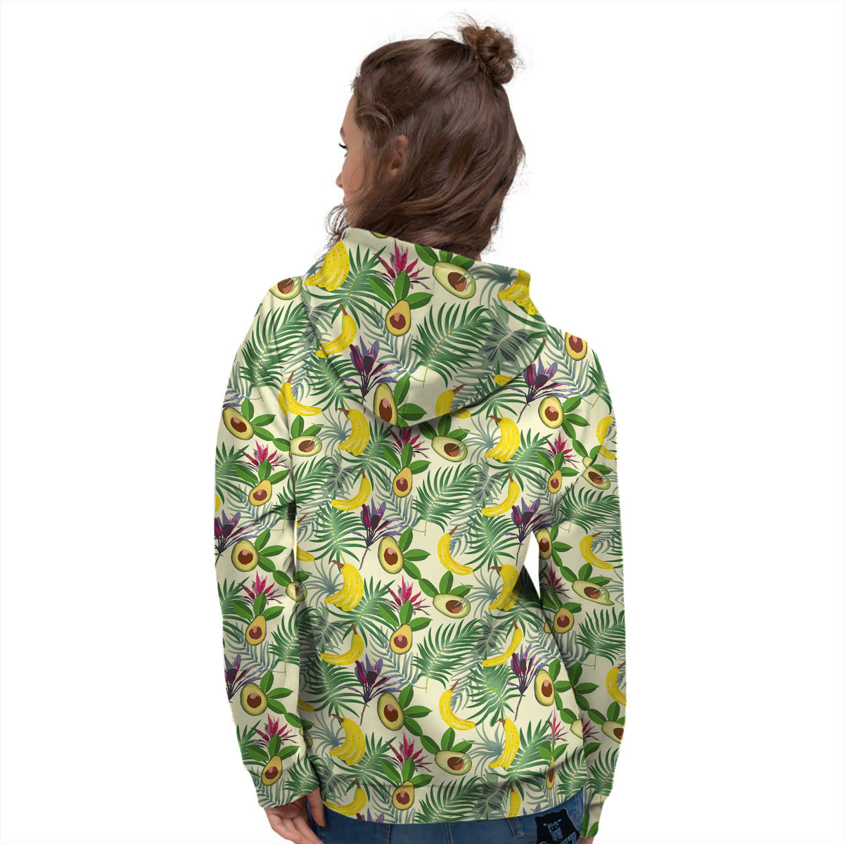 Avocado Banana Leaf Print Pattern Women's Hoodie-grizzshop