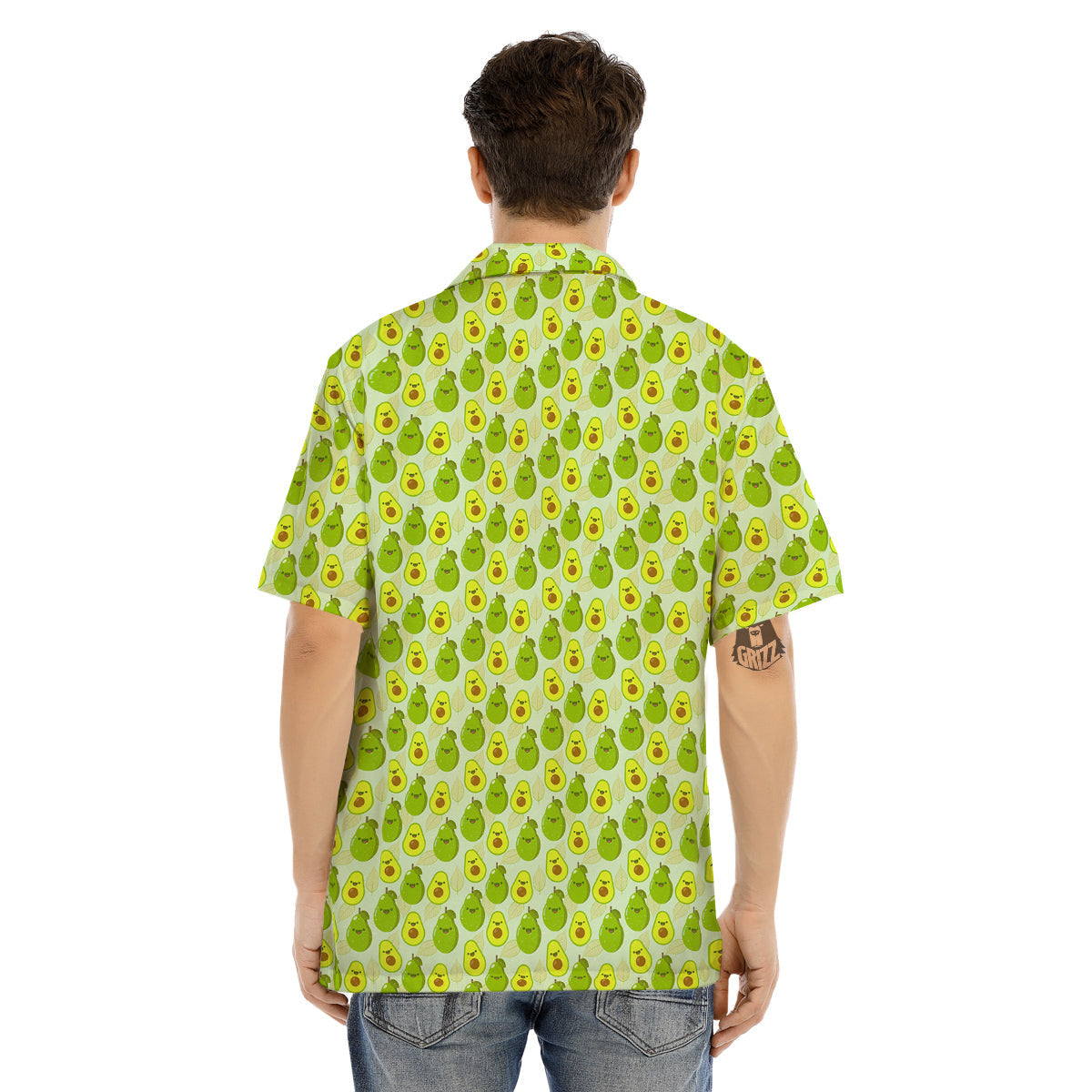 Avocado Cartoon Print Pattern Men's Hawaiian Shirt-grizzshop