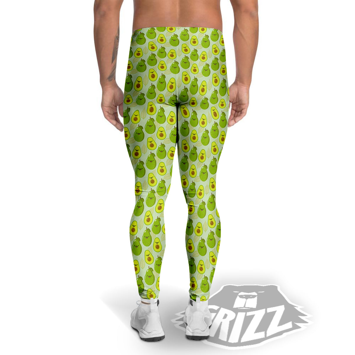 Avocado Cartoon Print Pattern Men's Leggings-grizzshop