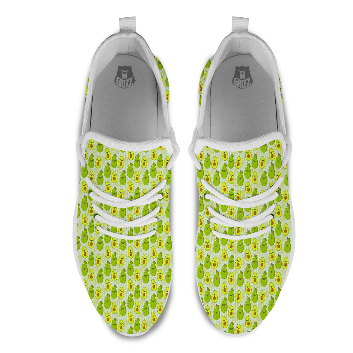 Avocado Cartoon Print Pattern White Athletic Shoes-grizzshop