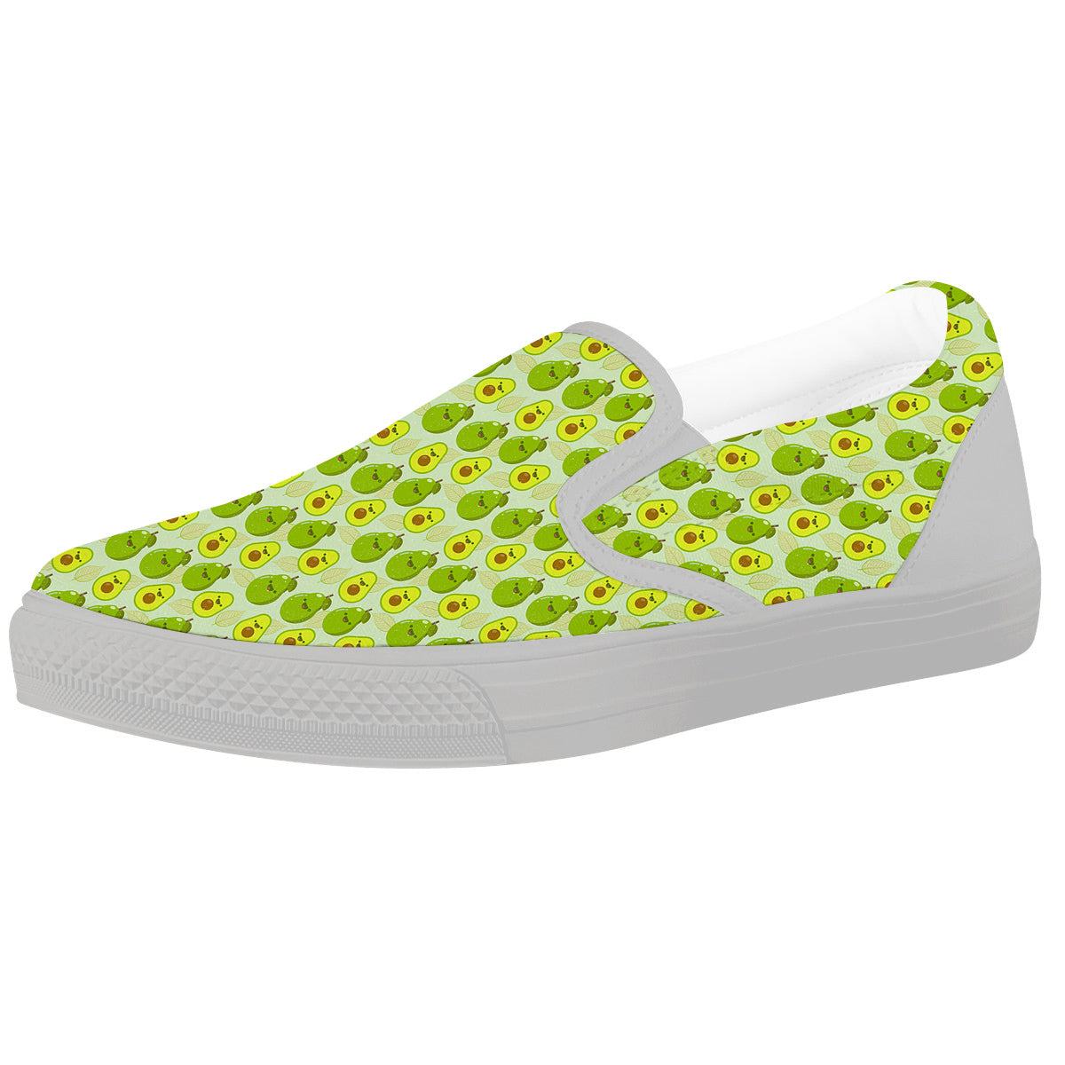 Avocado Cartoon Print Pattern White Slip On Shoes-grizzshop