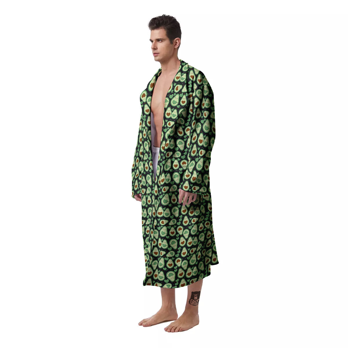 Avocado Cute Print Pattern Men's Robe-grizzshop