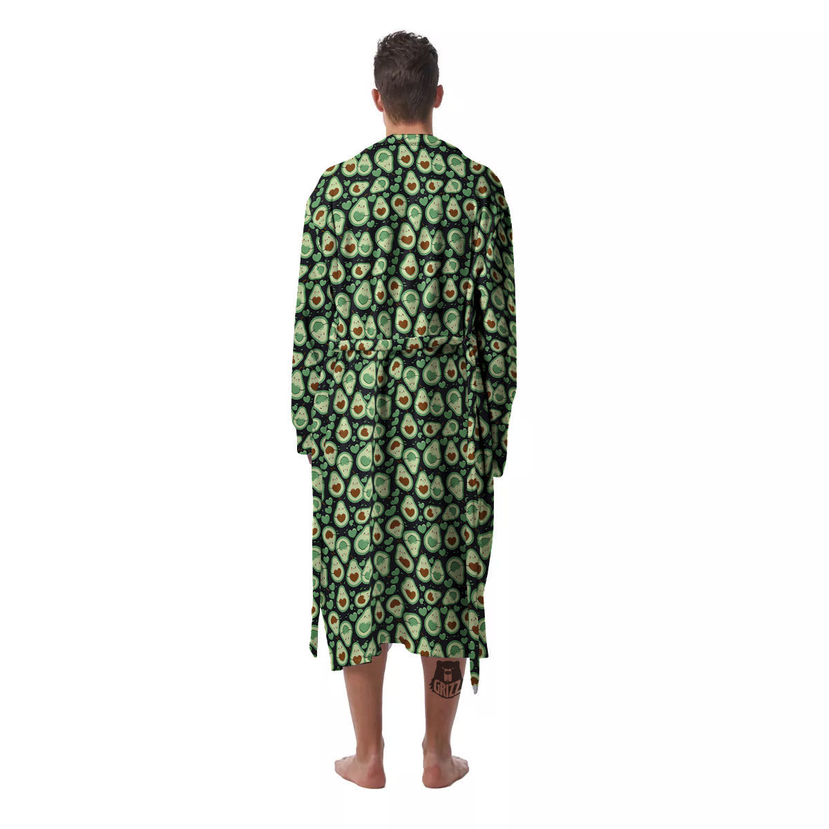 Avocado Cute Print Pattern Men's Robe-grizzshop