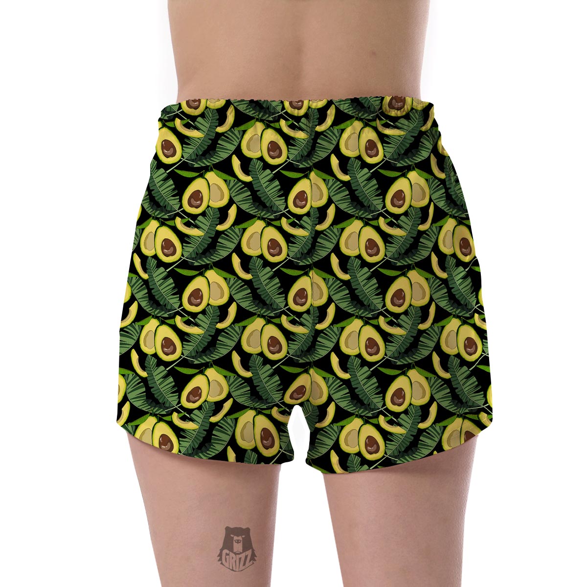 Avocado Floral Palm Leaves Pattern Print Women's Shorts-grizzshop