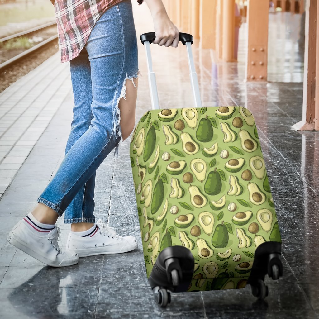 Avocado Green Pattern Print Luggage Cover Protector-grizzshop