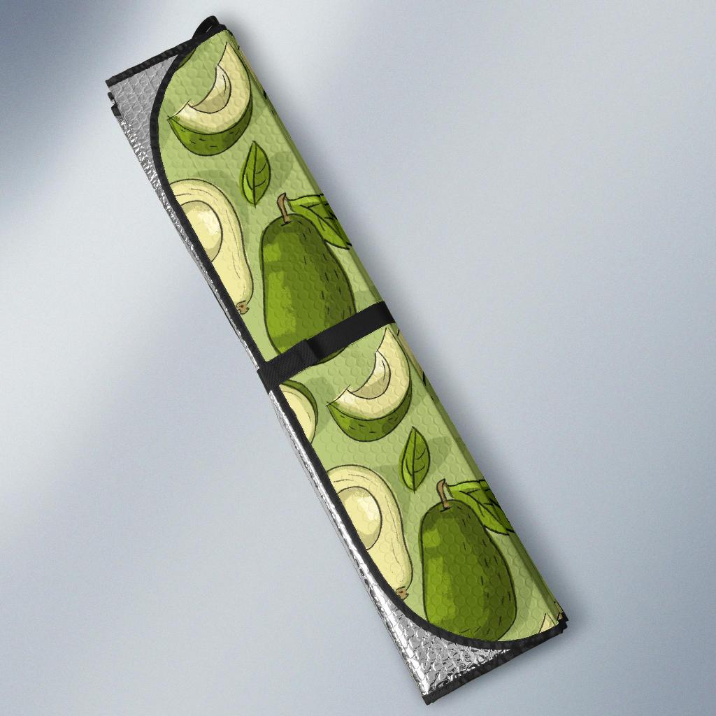 Avocado Green Patttern Print Car Sun Shade-grizzshop