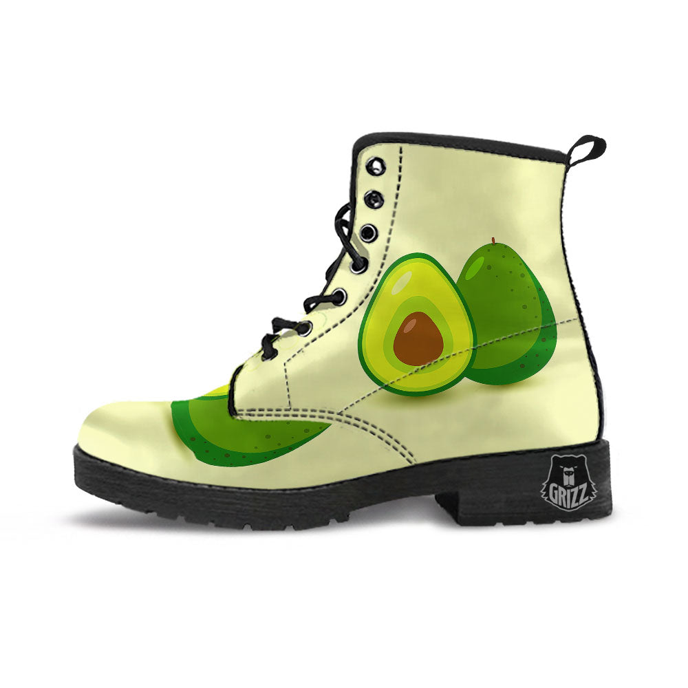 Avocado Green Print Leather Boots-grizzshop