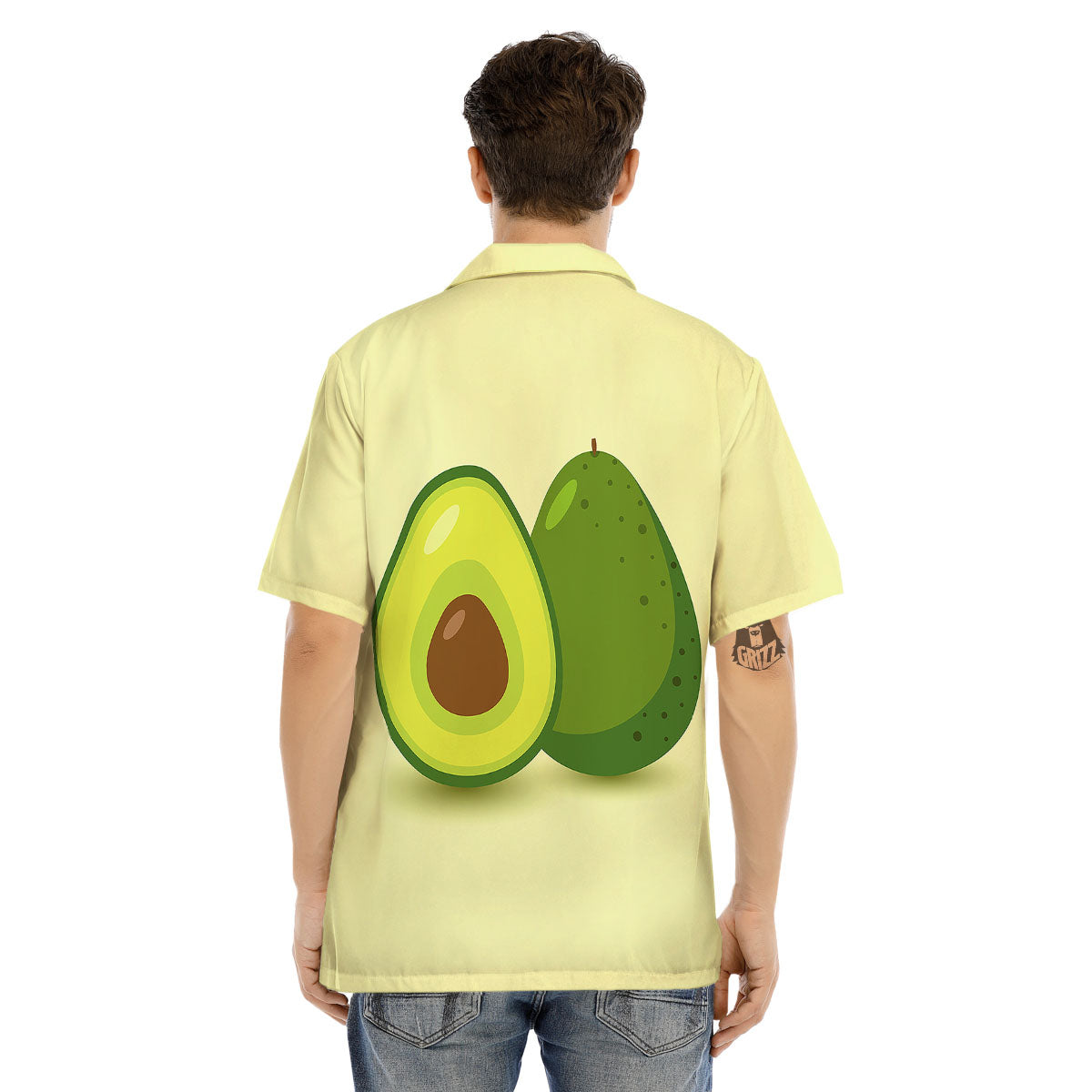 Avocado Green Print Men's Hawaiian Shirt-grizzshop