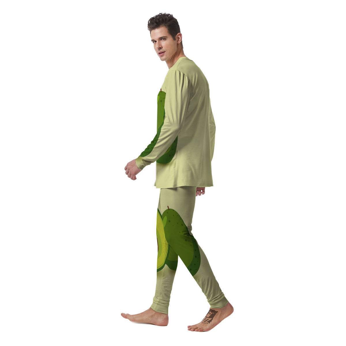 Avocado Green Print Men's Pajamas-grizzshop
