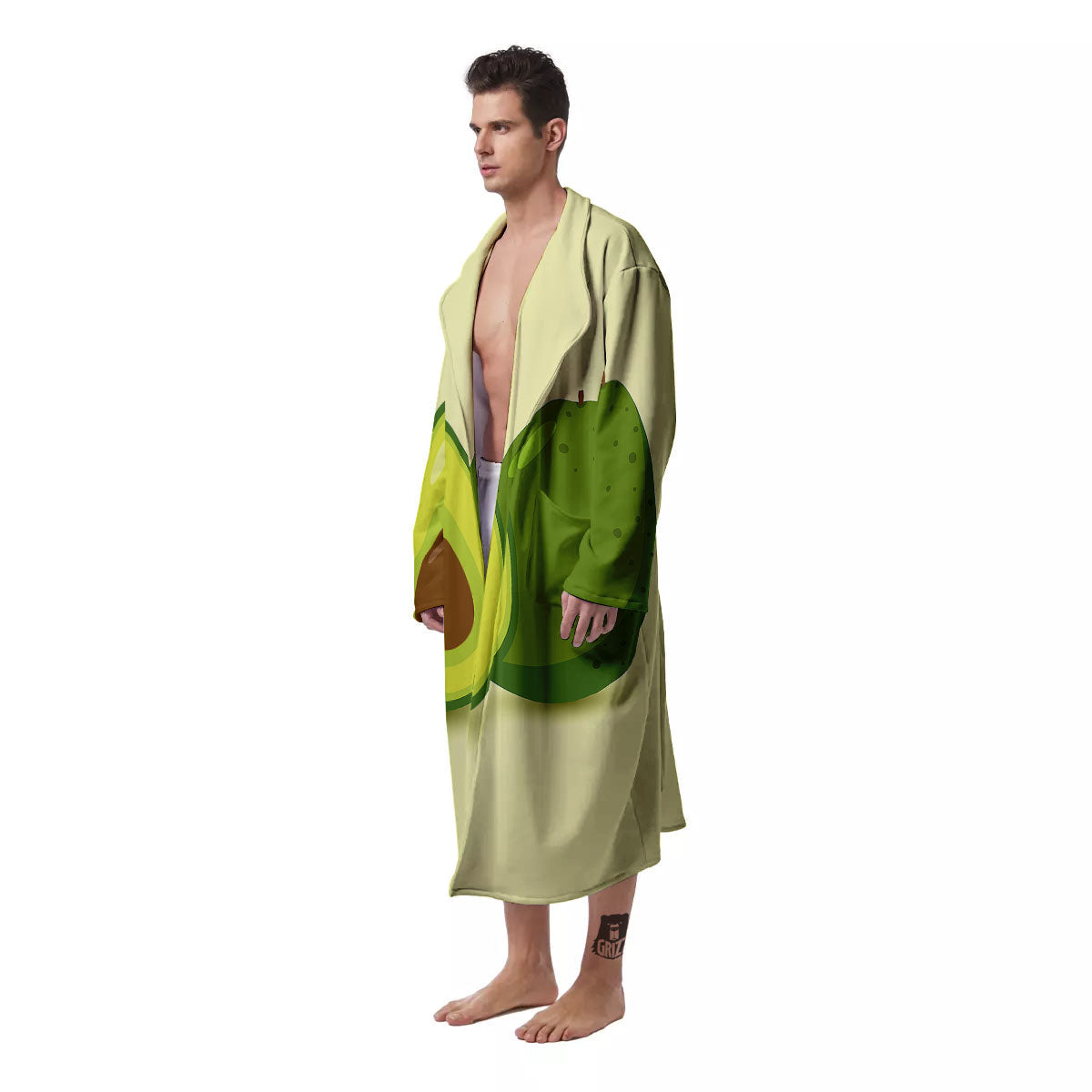 Avocado Green Print Men's Robe-grizzshop
