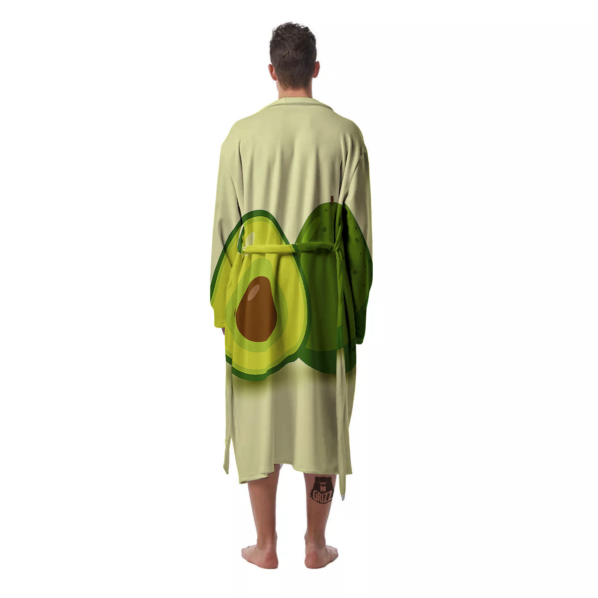 Avocado Green Print Men's Robe-grizzshop