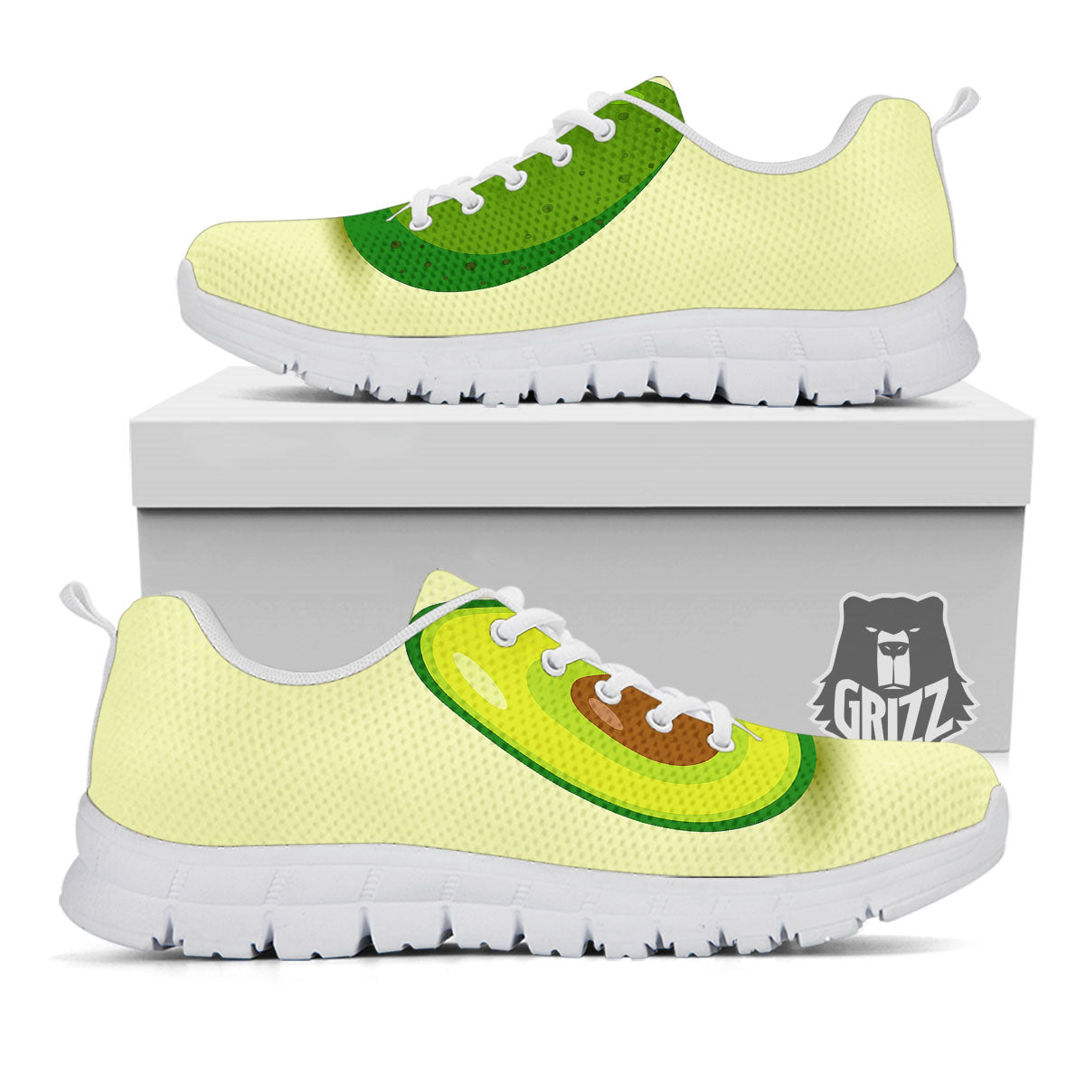 Avocado Green Print White Sneaker-grizzshop