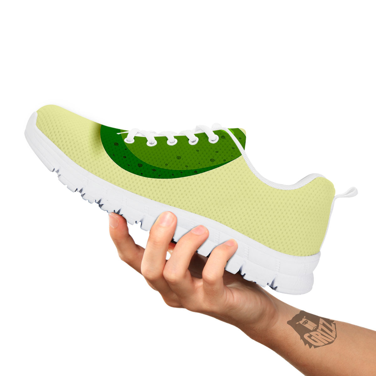 Avocado Green Print White Sneaker-grizzshop