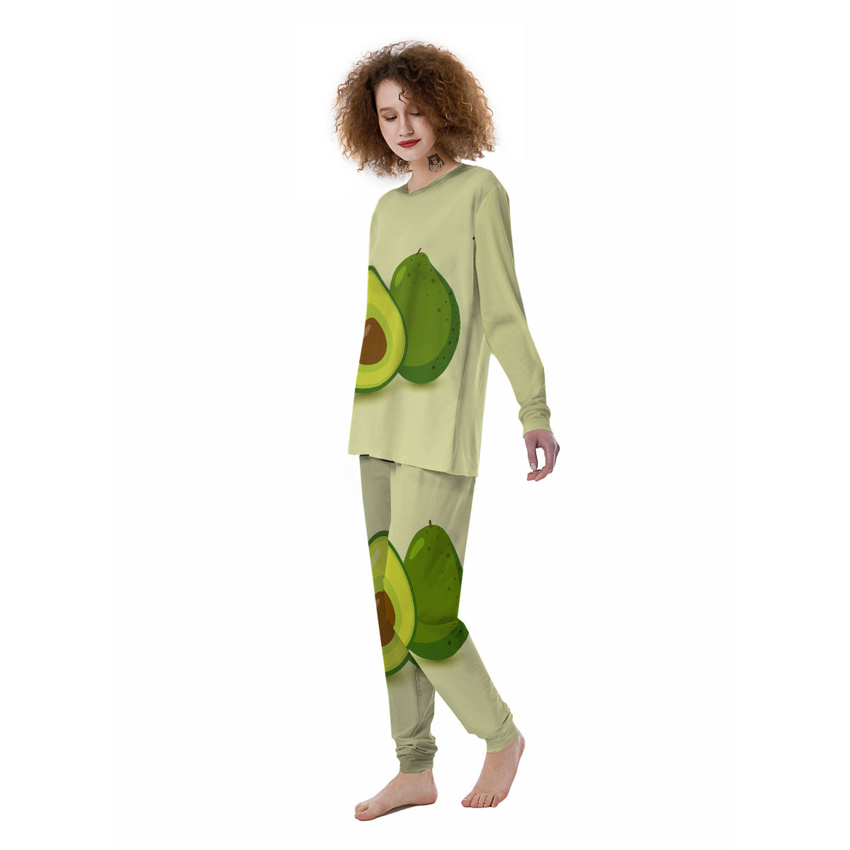 Avocado Green Print Women's Pajamas-grizzshop