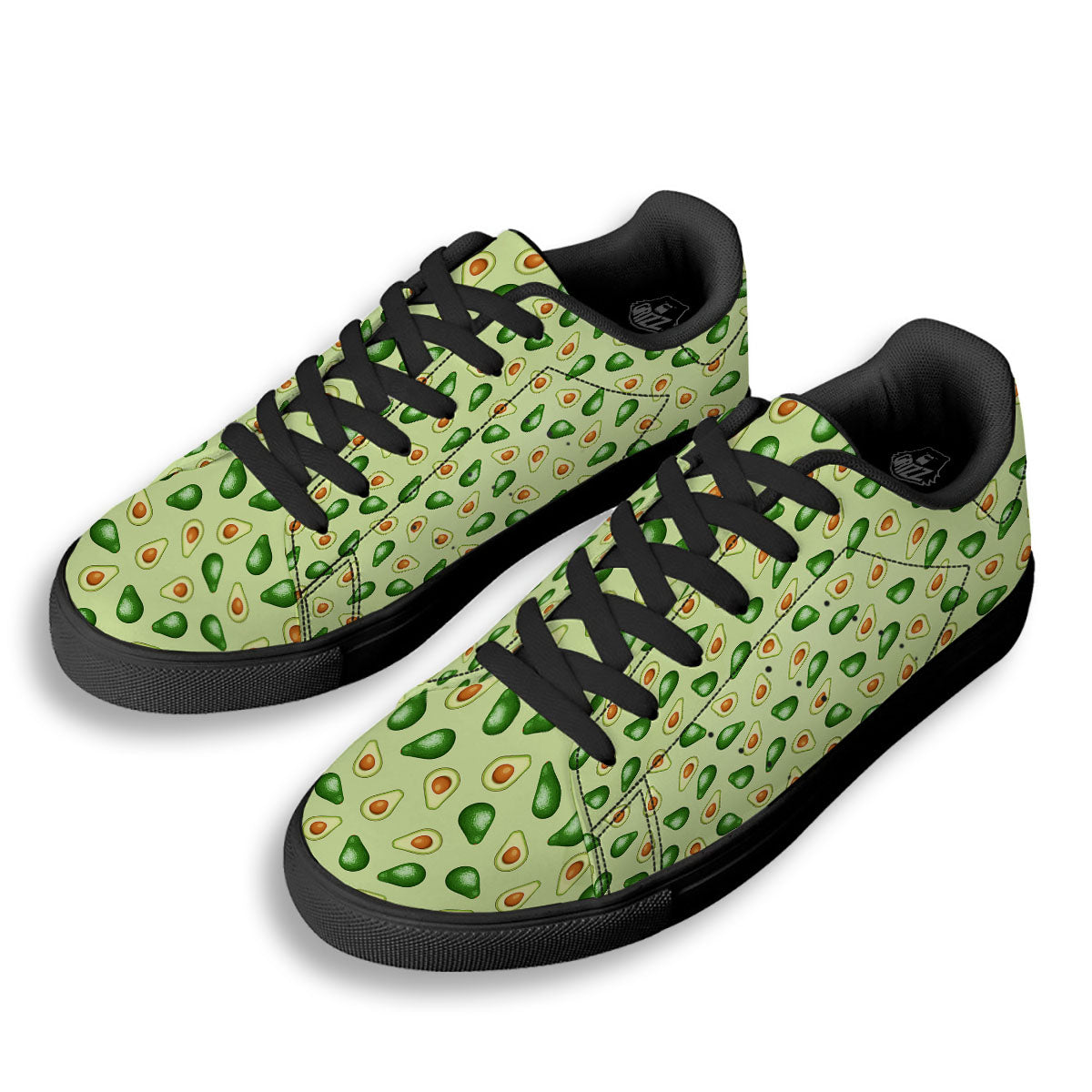 Avocado Half Cut Print Black Low Top Sneakers-grizzshop