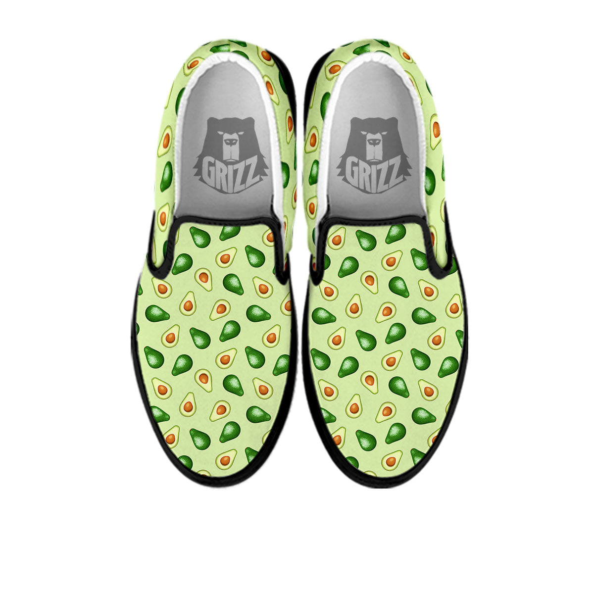 Avocado Half Cut Print Black Slip On Shoes-grizzshop