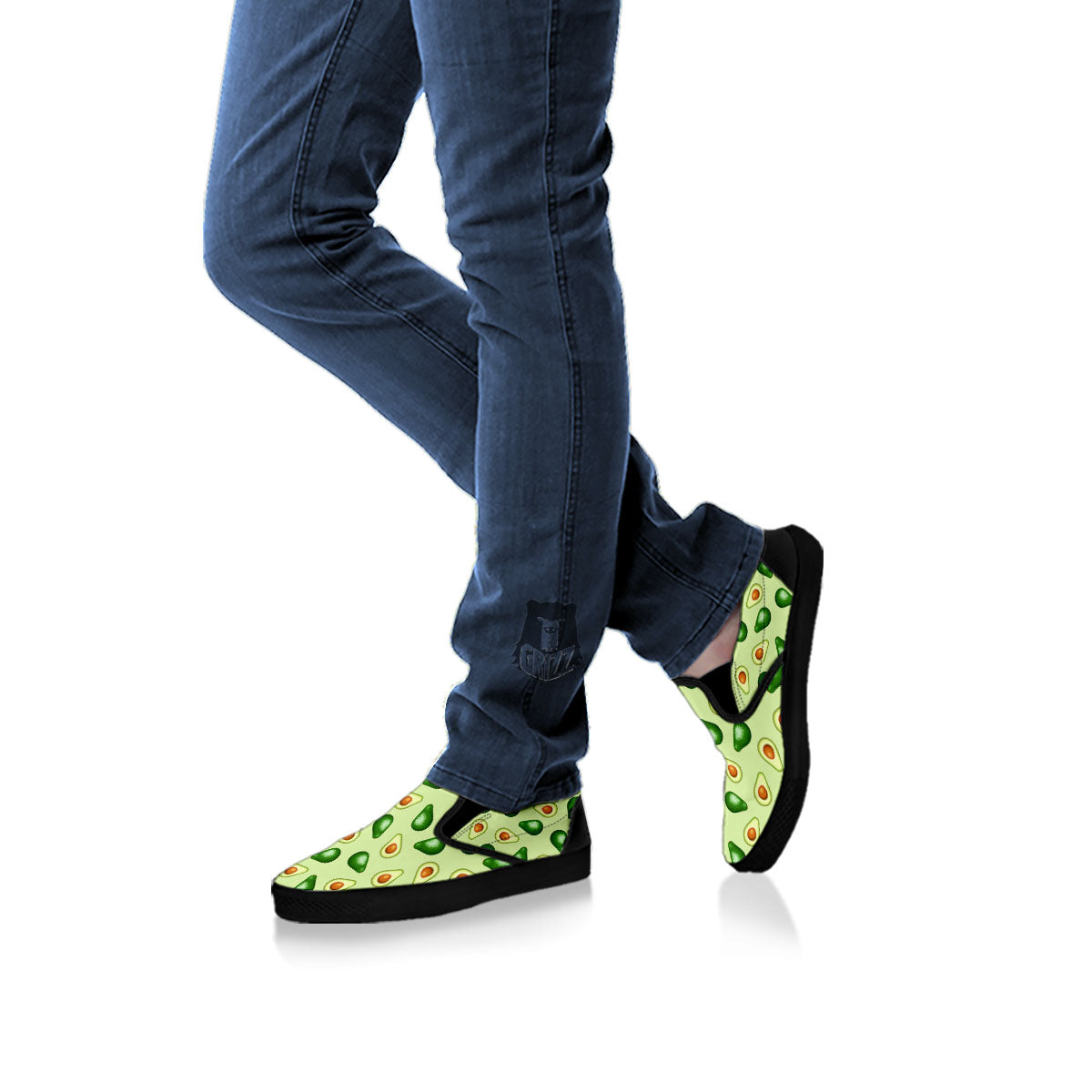 Avocado Half Cut Print Black Slip On Shoes-grizzshop