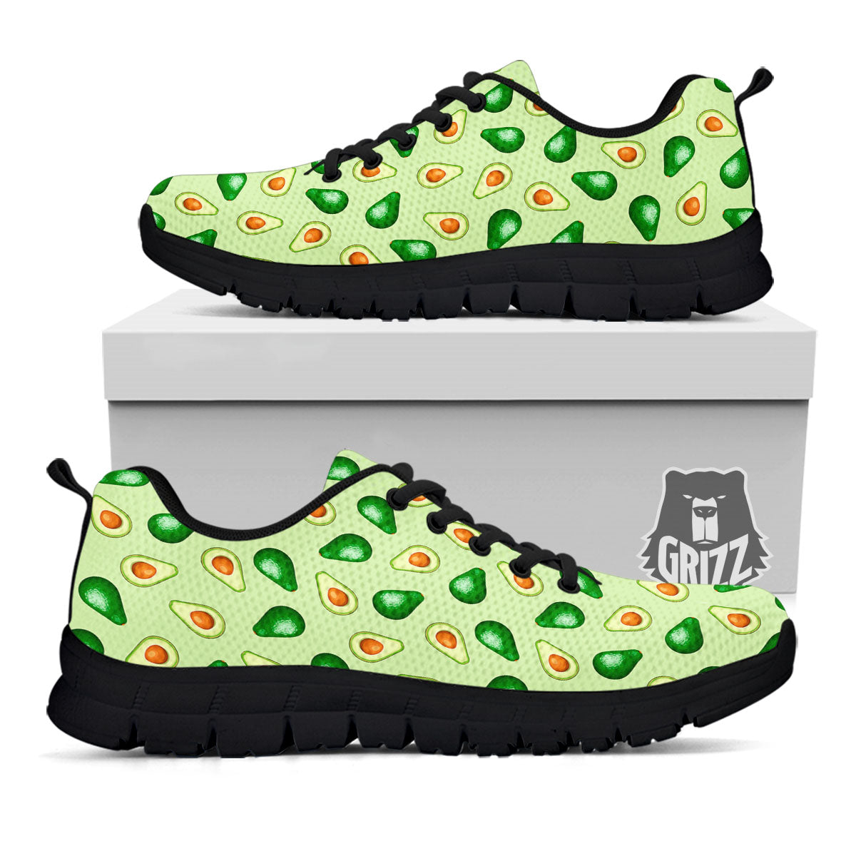 Avocado Half Cut Print Black Sneaker-grizzshop