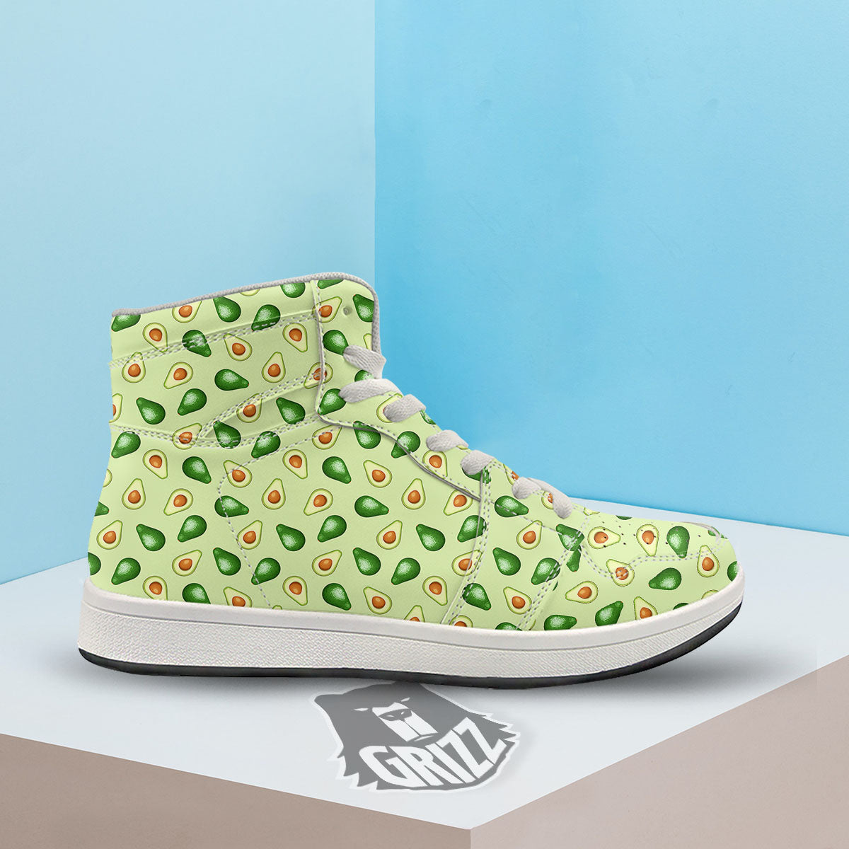 Avocado Half Cut Print High Top Sneakers-grizzshop