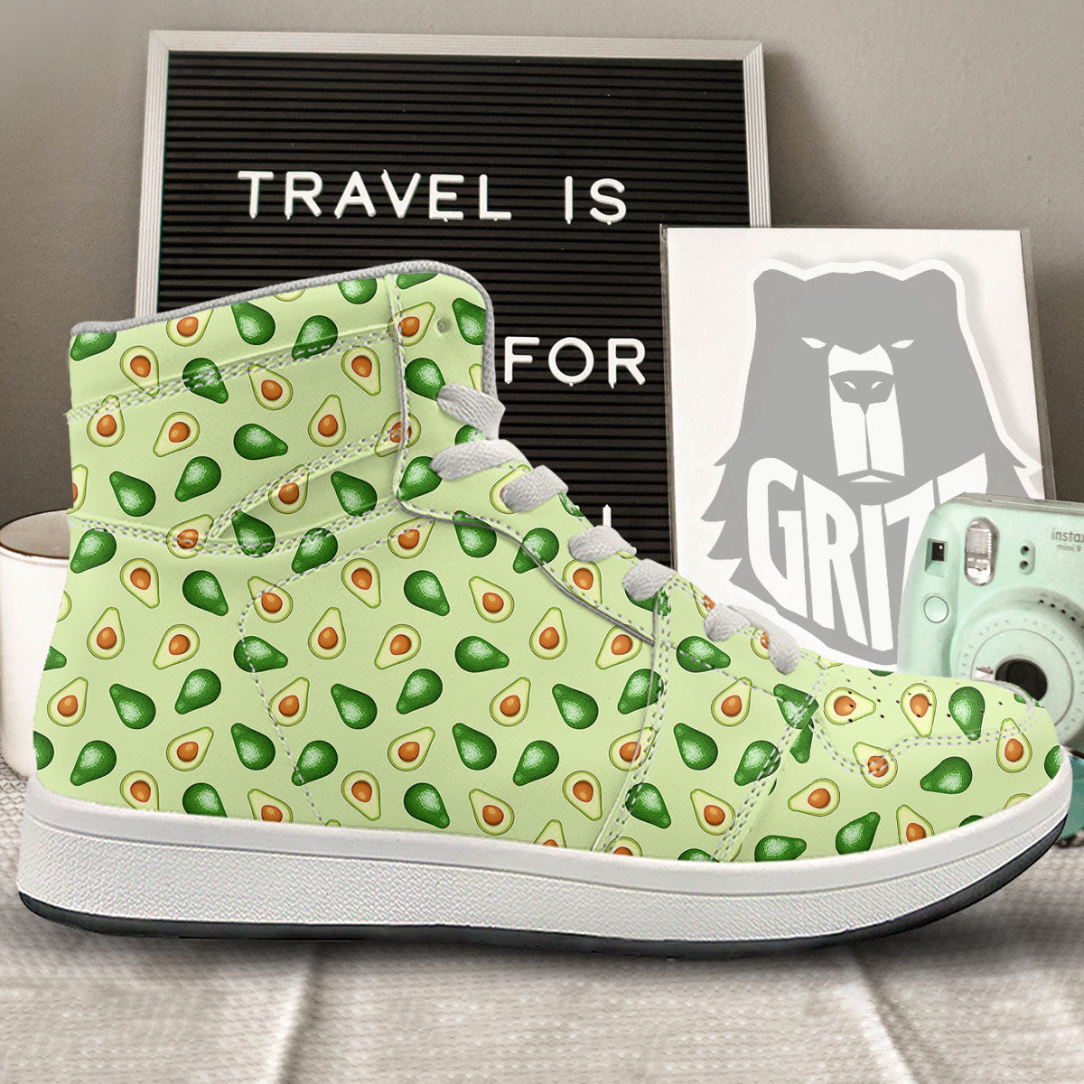 Avocado Half Cut Print High Top Sneakers-grizzshop