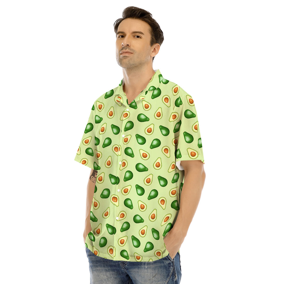 Avocado Half Cut Print Men's Hawaiian Shirt-grizzshop