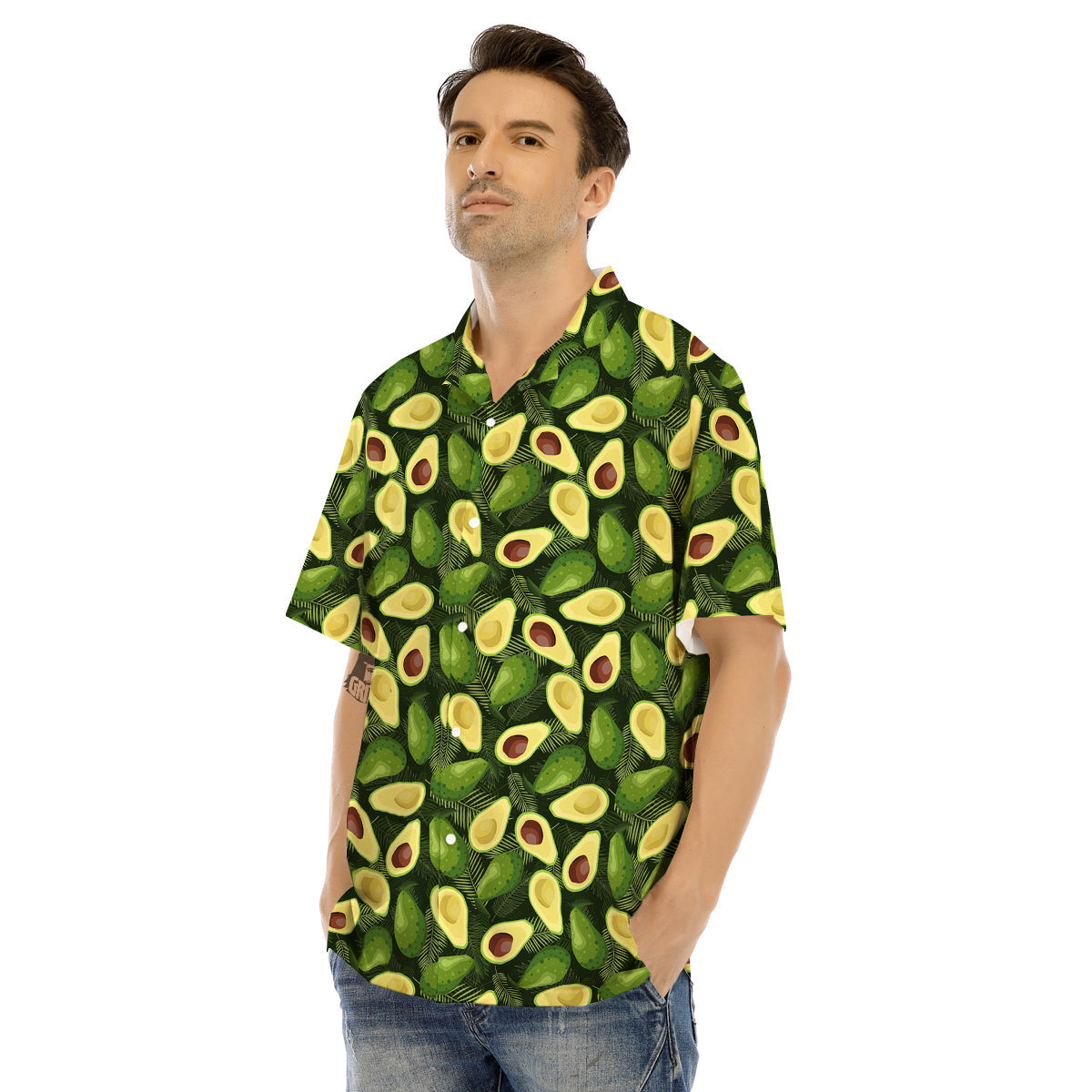 Avocado Half Cut Print Pattern Men's Hawaiian Shirt-grizzshop
