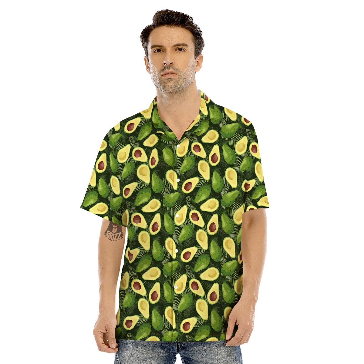 Avocado Half Cut Print Pattern Men's Hawaiian Shirt-grizzshop