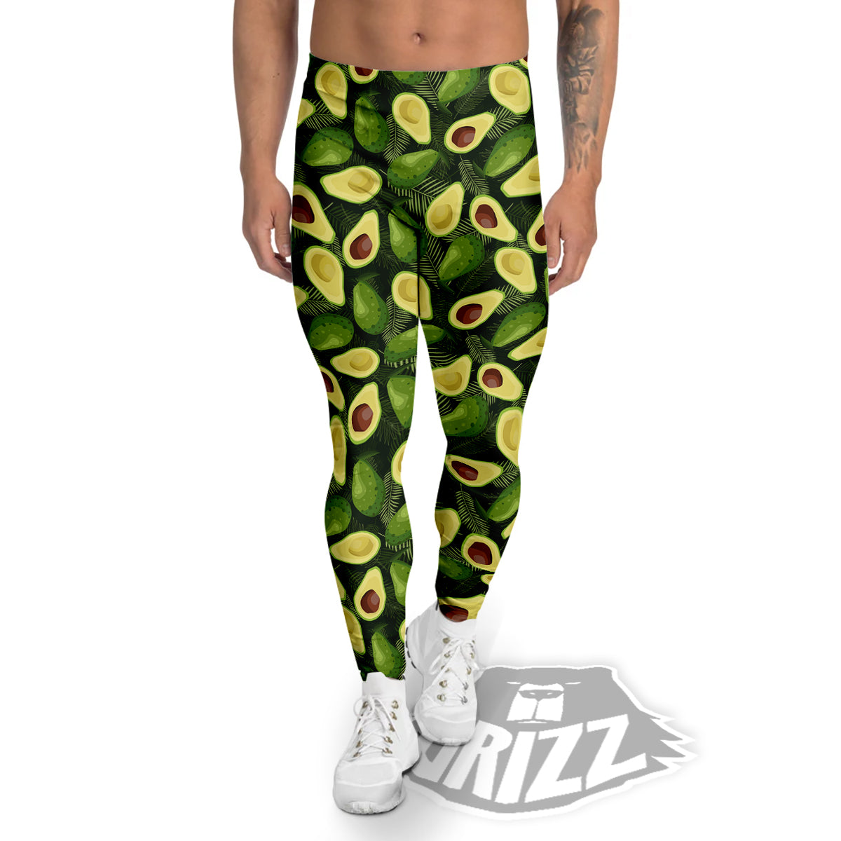 Avocado Half Cut Print Pattern Men's Leggings-grizzshop