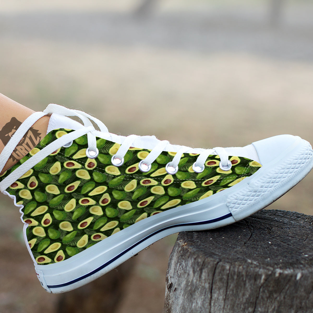 Avocado Half Cut Print Pattern White High Top Shoes-grizzshop
