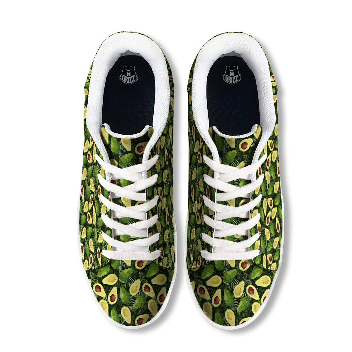Avocado Half Cut Print Pattern White Low Top Sneakers-grizzshop