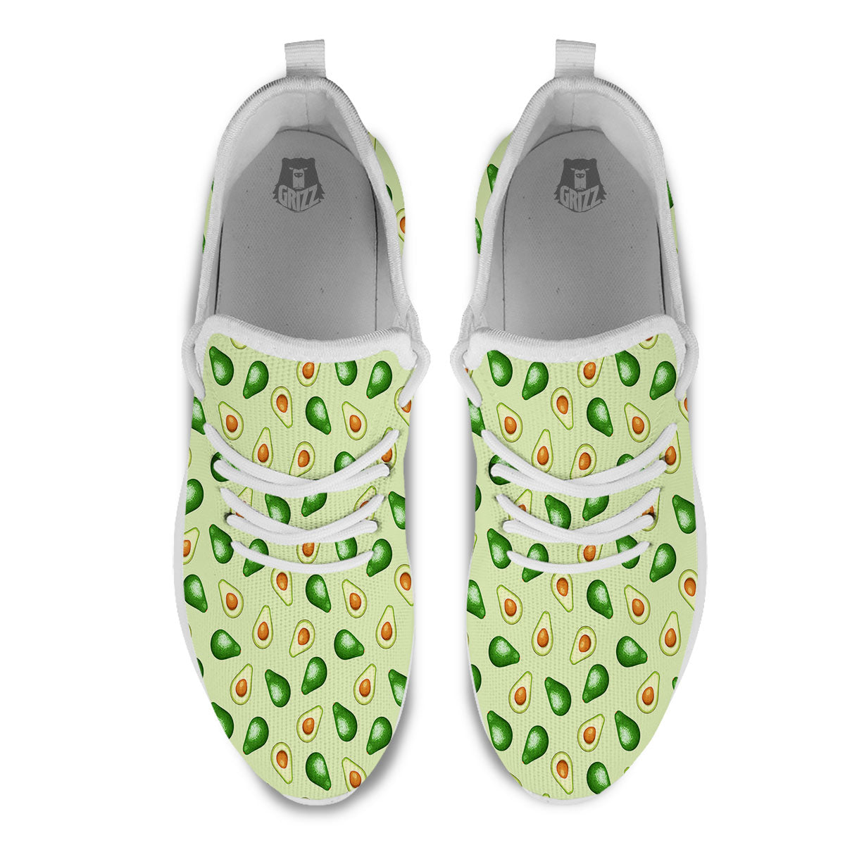 Avocado Half Cut Print White Athletic Shoes-grizzshop