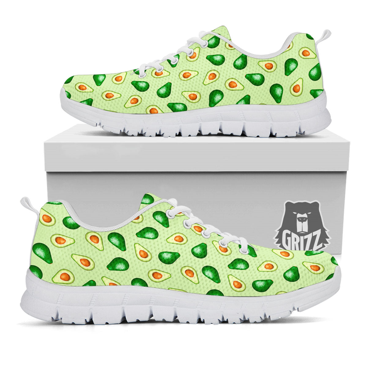 Avocado Half Cut Print White Sneaker-grizzshop