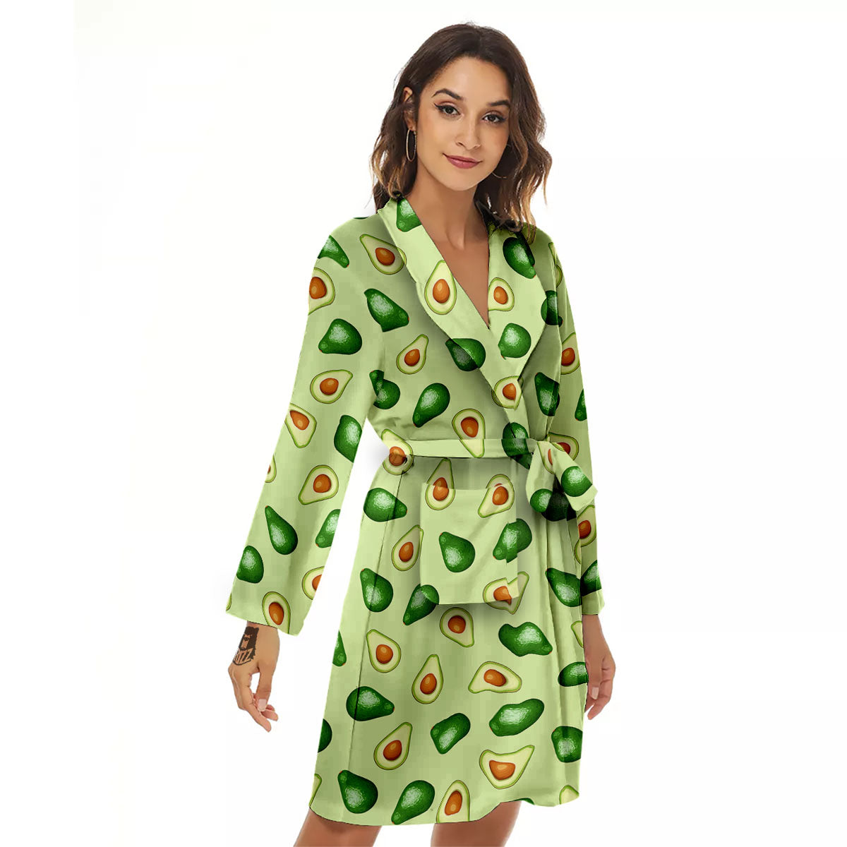 Avocado Half Cut Print Women's Robe-grizzshop