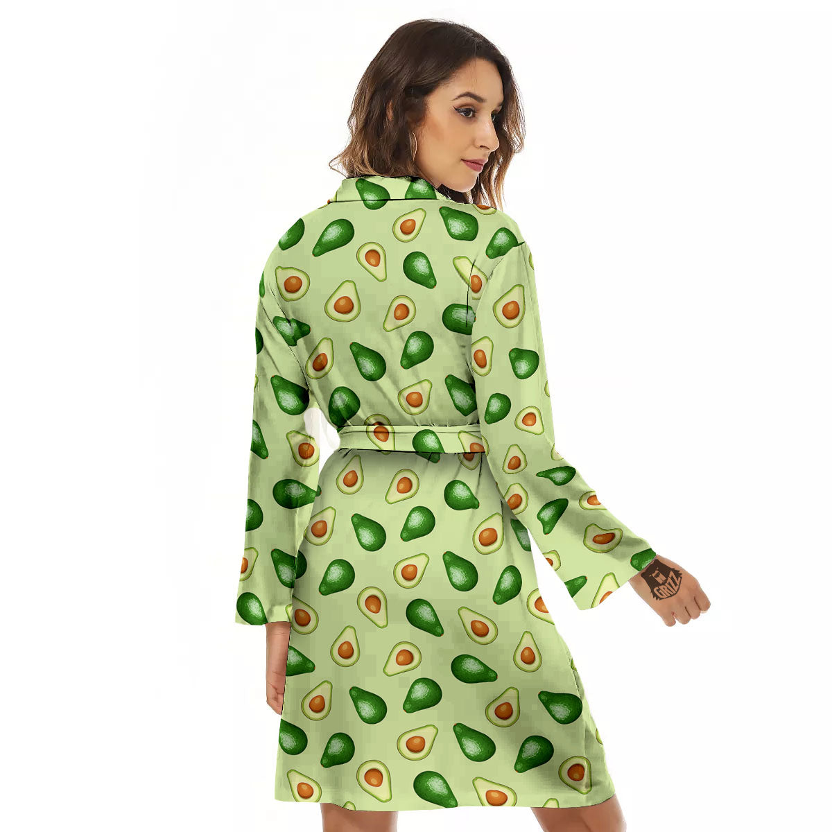 Avocado Half Cut Print Women's Robe-grizzshop