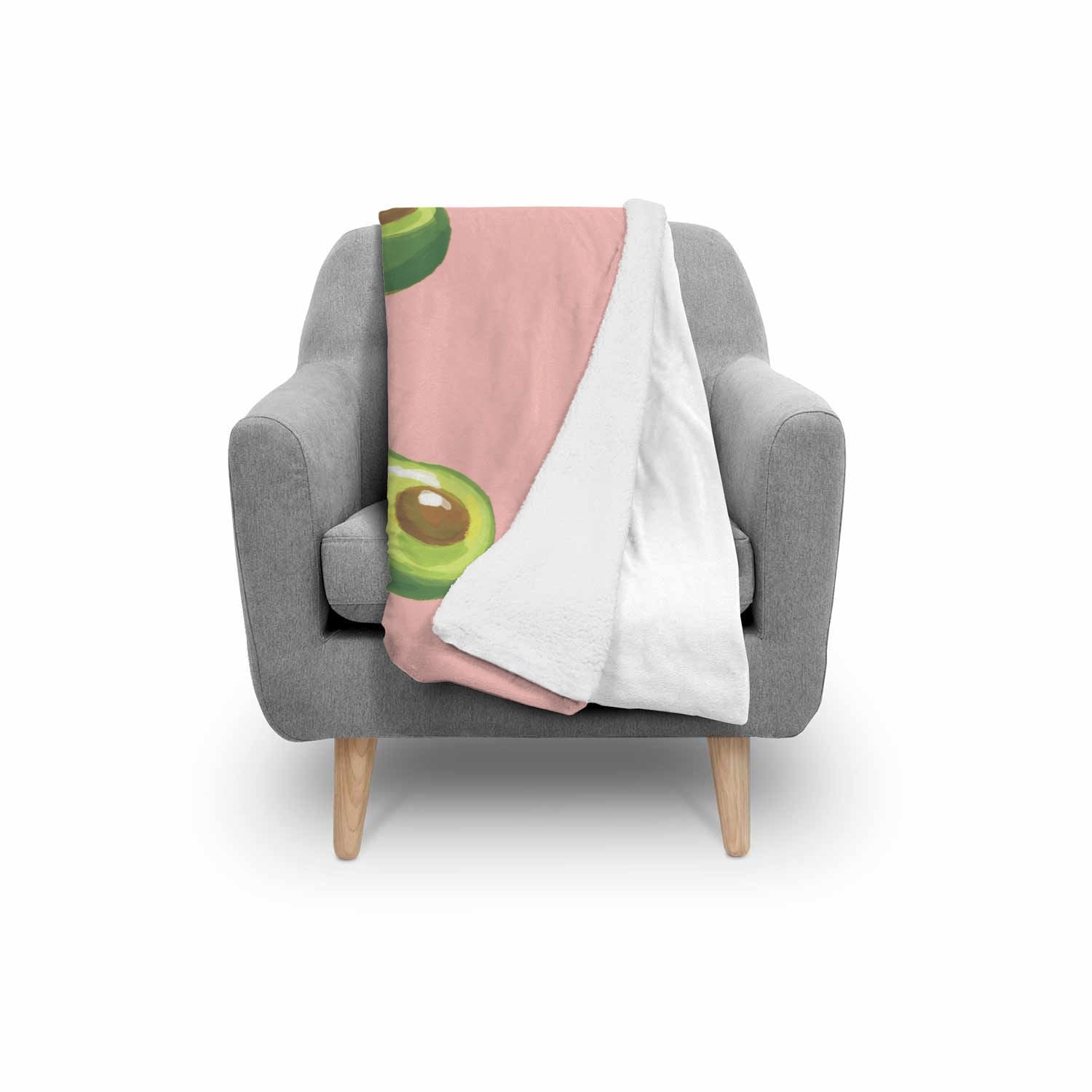 Avocado Pink Pattern Print Throw Blanket-grizzshop