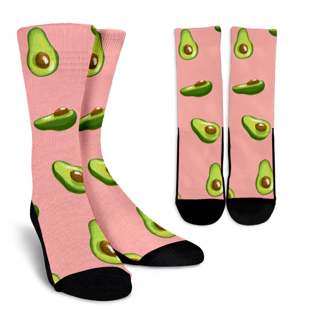 Avocado Pink Pattern Print Unisex Crew Socks-grizzshop