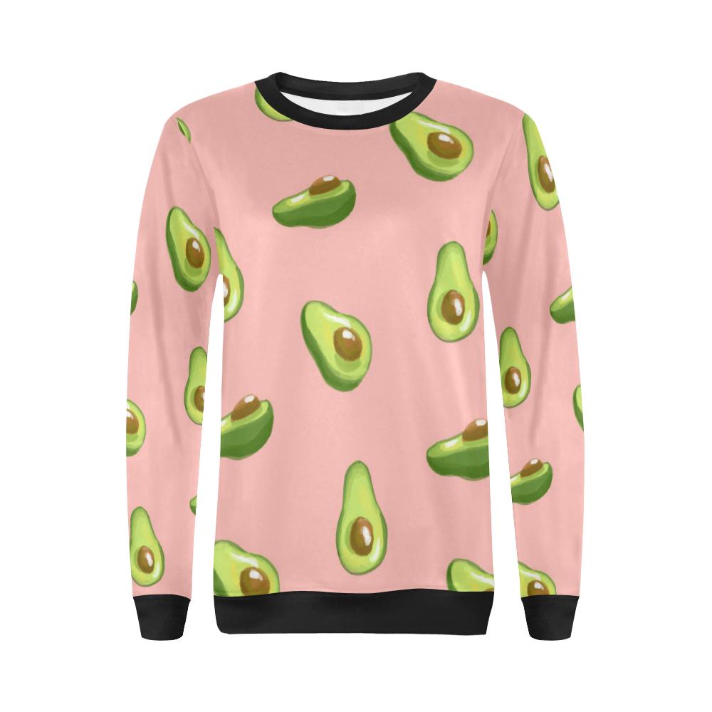 Avocado Pink Pattern Print Women Crewneck Sweatshirt-grizzshop