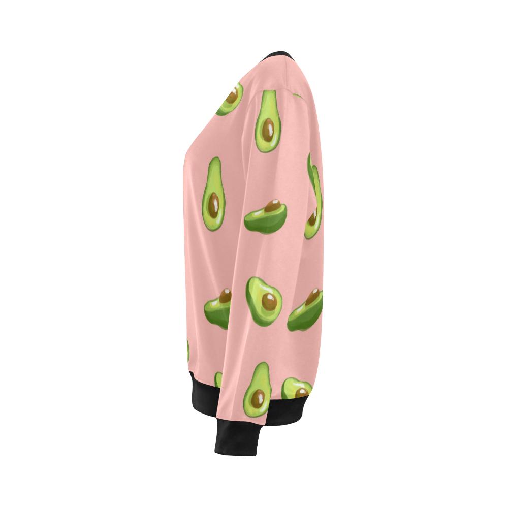 Avocado Pink Pattern Print Women Crewneck Sweatshirt-grizzshop