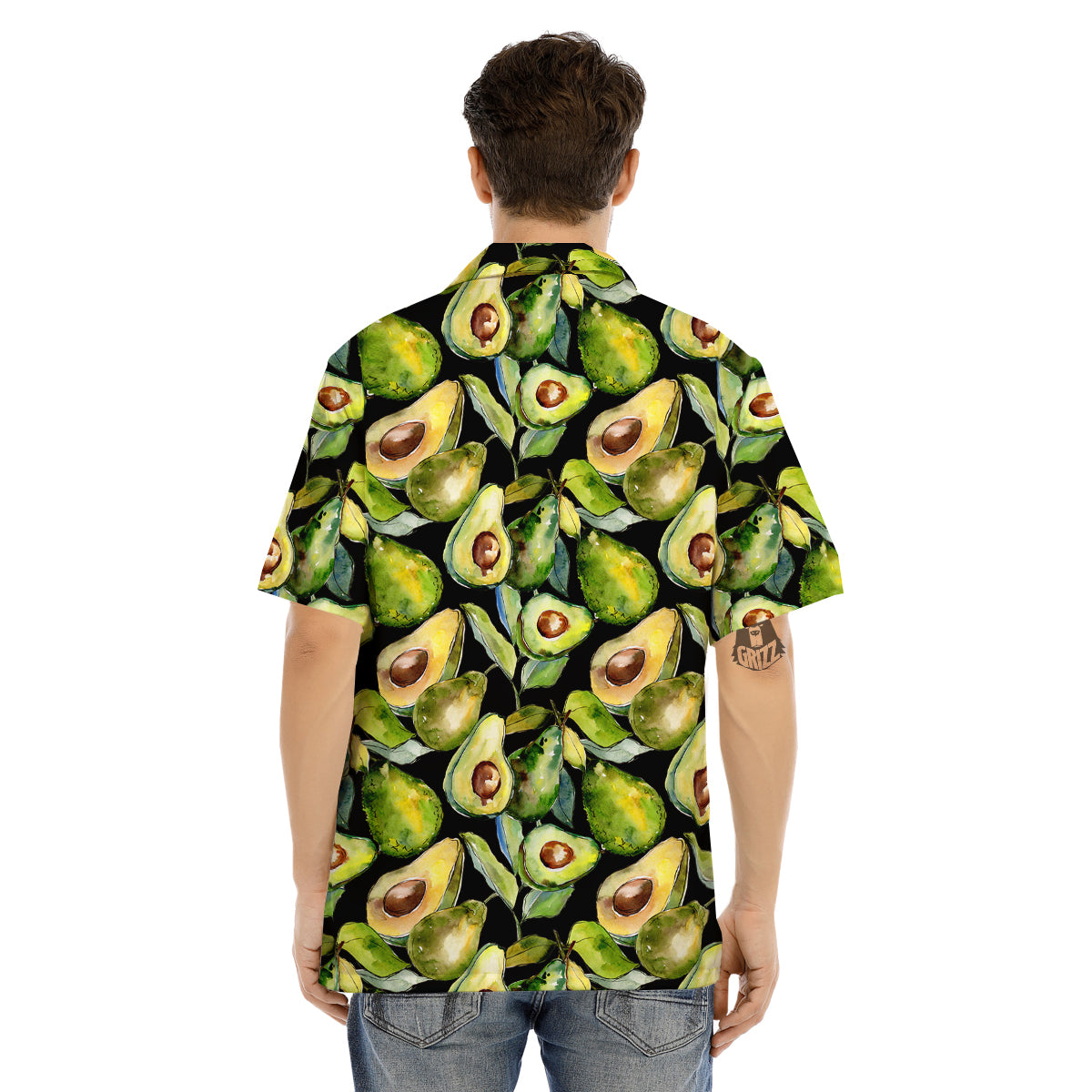 Avocado Watercolor Print Pattern Men's Hawaiian Shirt-grizzshop