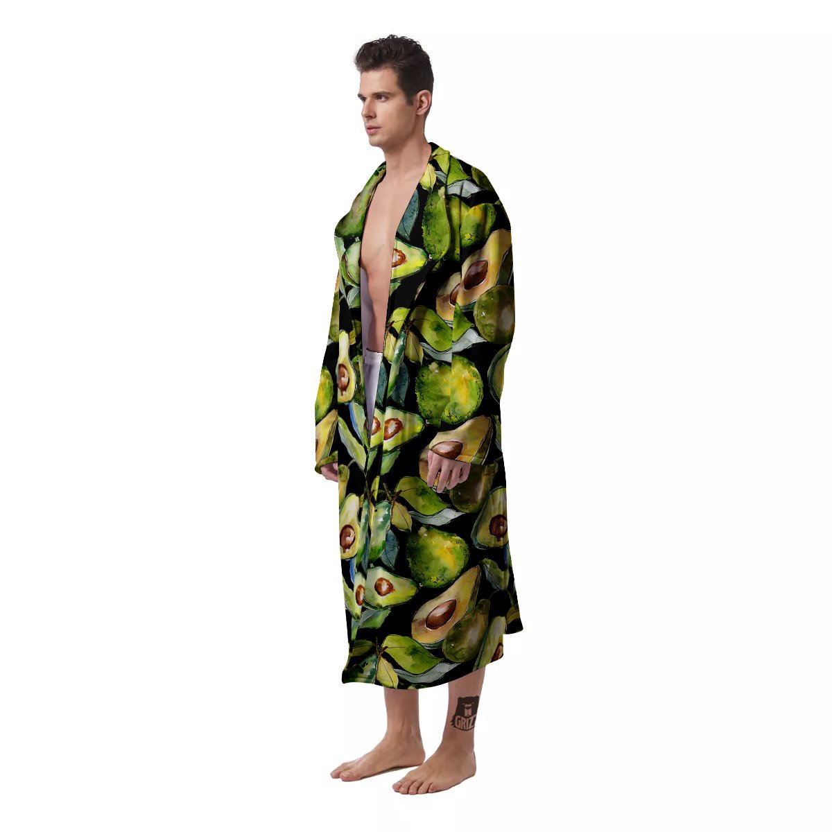 Avocado Watercolor Print Pattern Men's Robe-grizzshop
