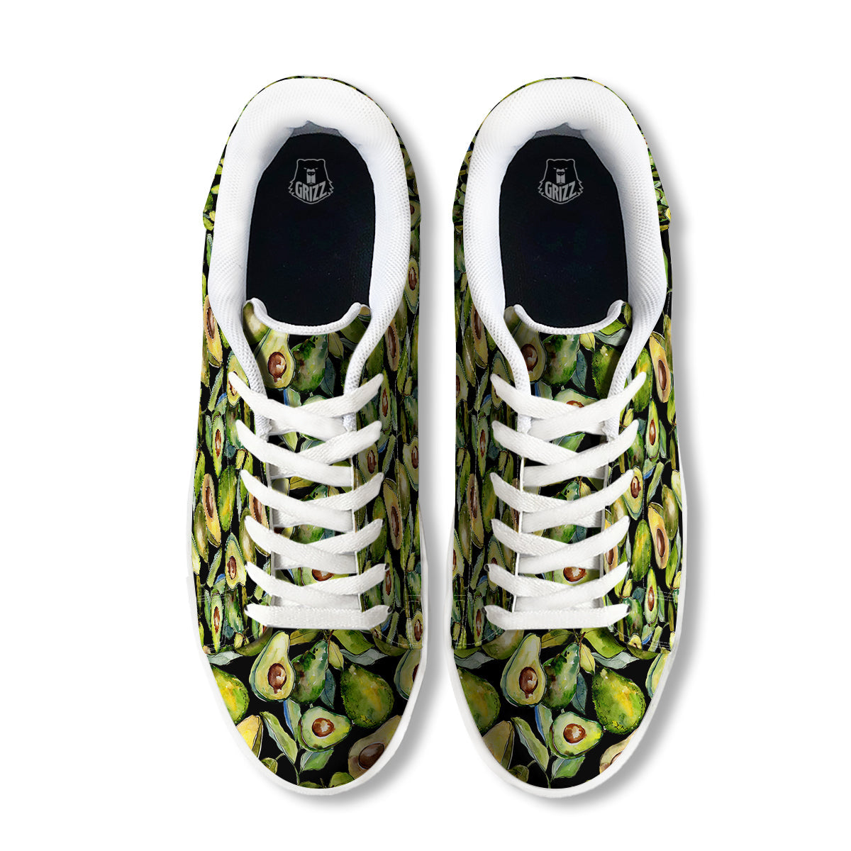 Avocado Watercolor Print Pattern White Low Top Sneakers-grizzshop