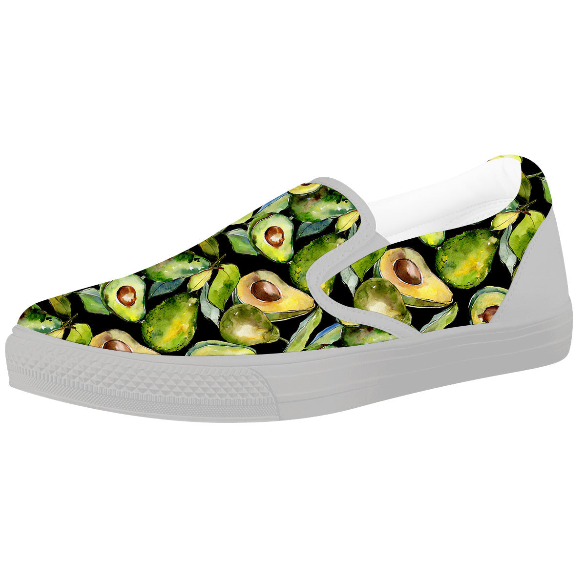 Avocado Watercolor Print Pattern White Slip On Shoes-grizzshop