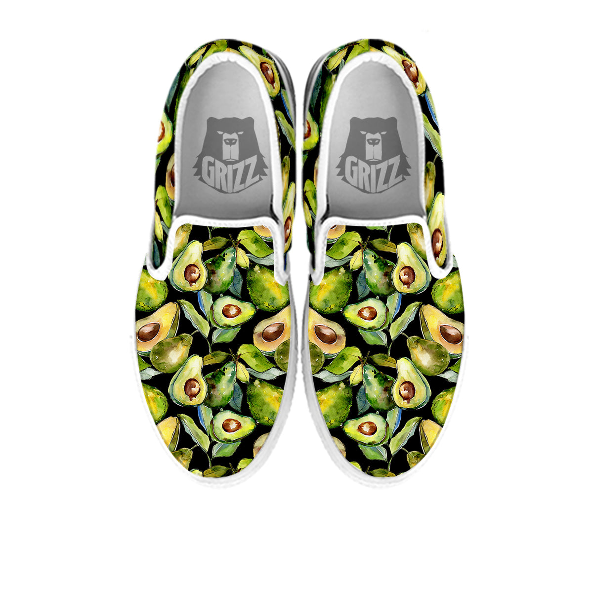 Avocado Watercolor Print Pattern White Slip On Shoes-grizzshop