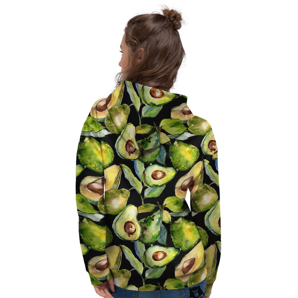 Avocado Watercolor Print Pattern Women's Hoodie-grizzshop
