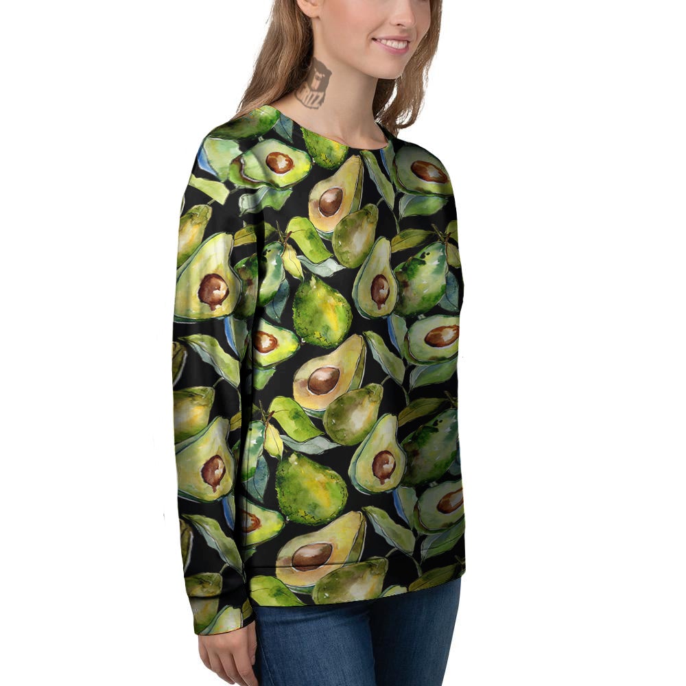Avocado Watercolor Print Pattern Women's Sweatshirt-grizzshop