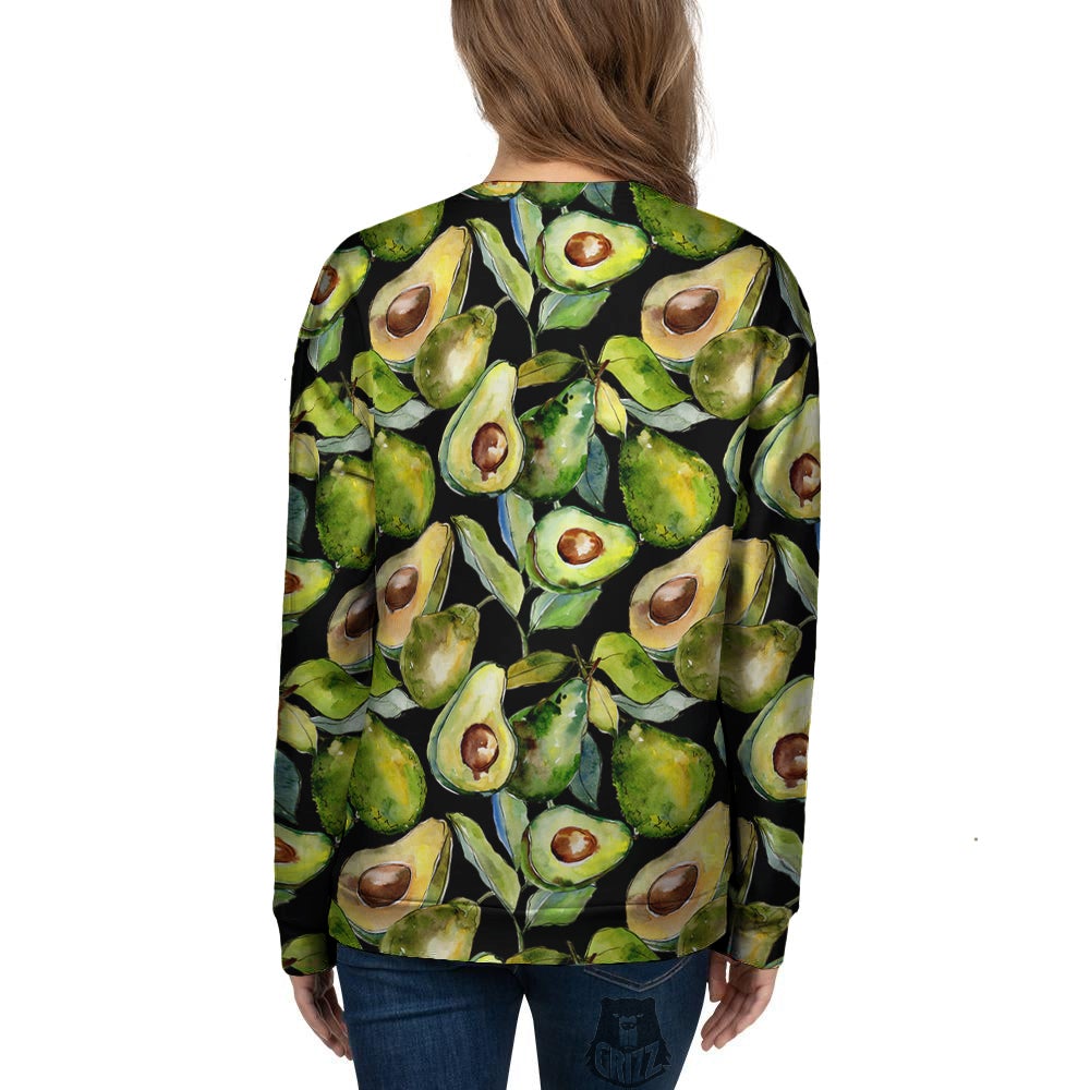 Avocado Watercolor Print Pattern Women's Sweatshirt-grizzshop